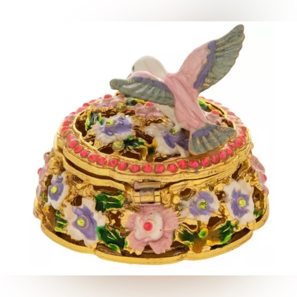 New Hummingbird Rhinestone Floral Jewelry Box - Picture 5 of 5